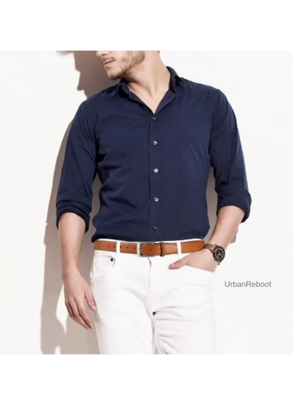 Genuine Leather Dress Belt Handmade Men's Zinc Alloy Buckle